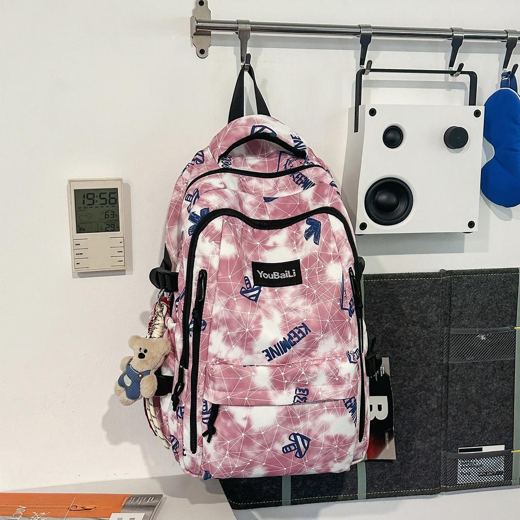 Schoolbag new trendy cool large-capacity graffiti student backpack male versatile high school schoolbag college student female backpack