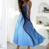 Women’s Sleeveless V Neck Maxi Dress Summer Geometric Floral Print Loose Fit Long Dress with Adjustable Straps
