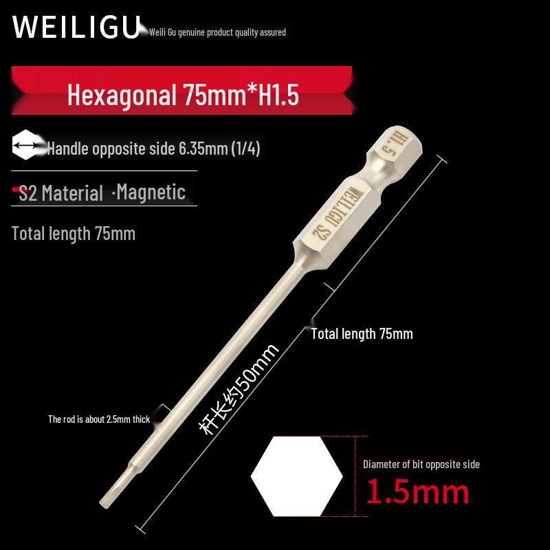 Electroplated Anti-Rust Hex Bit Set, S2 Steel, Extended Pneumatic Air Driver, Hex Socket Screwdriver.