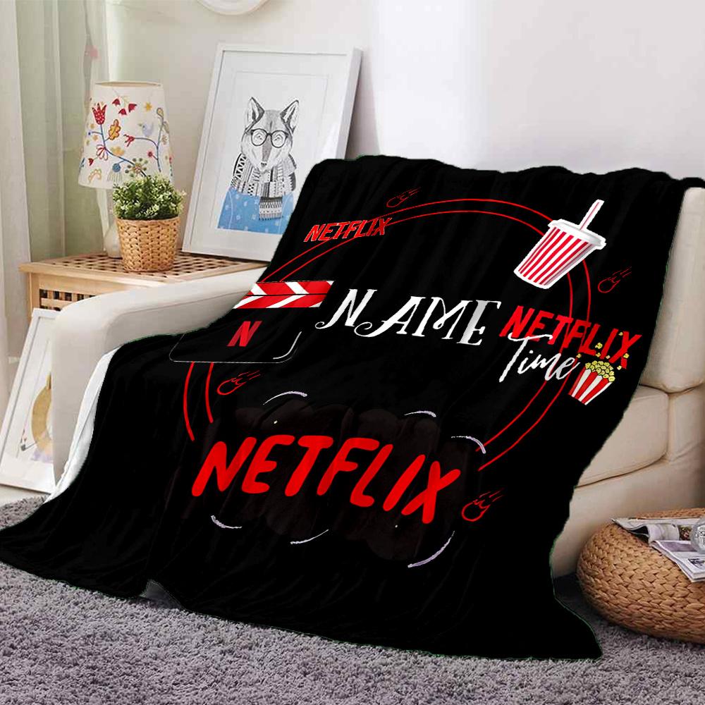 Netflix Movie Night Theme Four Seasons Blanket Customized With Your Name Lightweight And Warm Perfect Gift For Home Office Camping Sofa Travel Beach