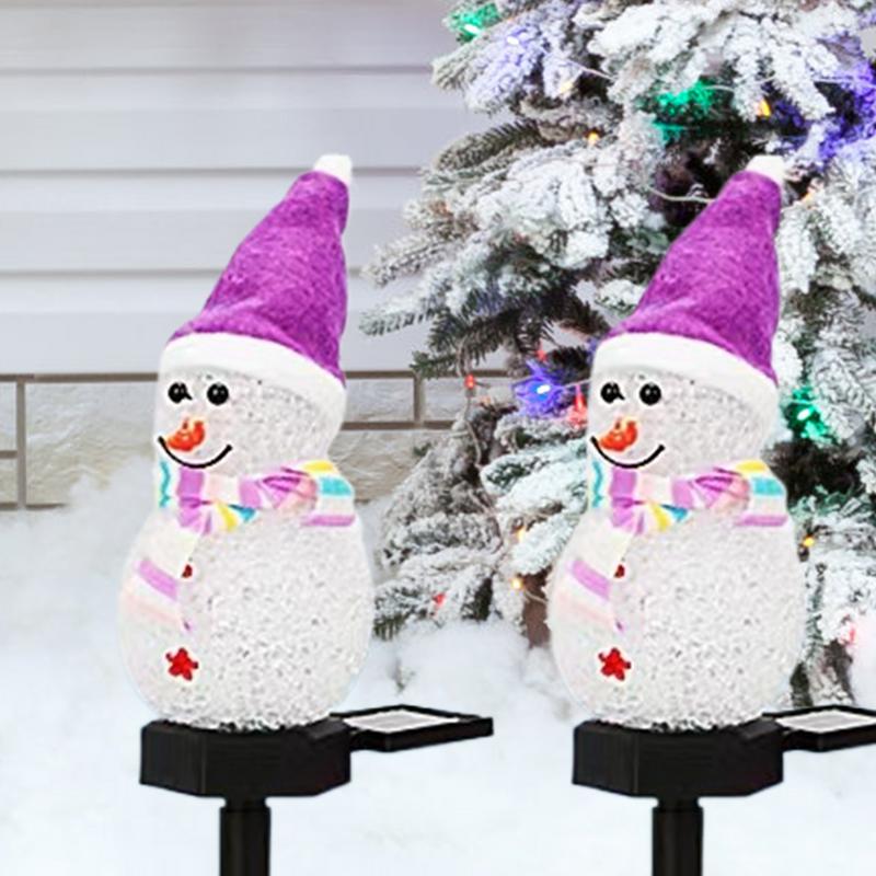 Christmas Snowman Solar Stake Lights Solar Powered Snowman Lights Waterproof Solar Christmas Decorations Outdoor Solar Energy