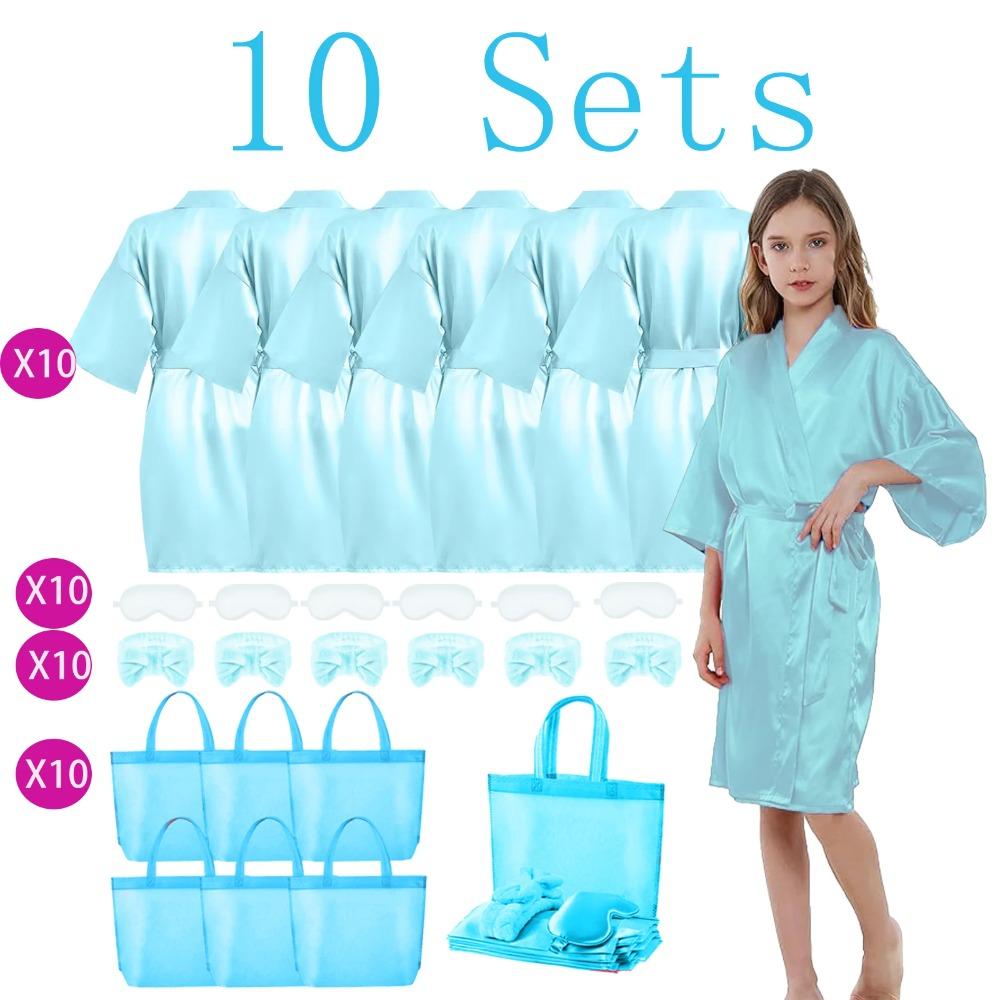 6/10/12 Sets Spa-Party-Bademäntel für Mädchen Kimono-Mädchen Bademantel-Kleider Kinder-Geburtstagsparty-Zubehör Gastgeschenke Übernachtung Schlafanzug Party