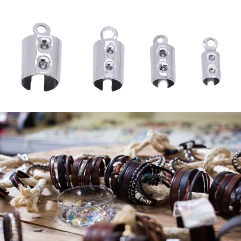 Jewelry Clamps Stainless Steel Rope Clip Crimp Beads Ends Caps Fastener Craft Supplies For Necklace Bracelet Making