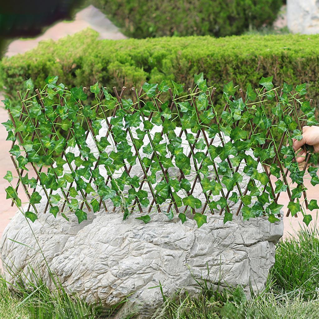 Simulation Fence Fence Telescopic Fence Fake Flowers Green Leaves Outdoor Garden Fence Wall Guardrail Decorative Leaves Blocking Plants Small