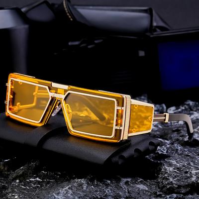 Steampunk Rectangle Sunglasses UV400 Vintage Luxury Brand Designer Punk Hip Hop Shades for Women Men