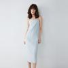 ELLE French Elegant Linen Fashionable Solid Color A-Line Long Dress Sleeveless Tank Dress Women Dresses EL51980