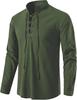Men's Cotton Linen Henley Shirt - Beach Casual Stand Collar Long Sleeve (2024)