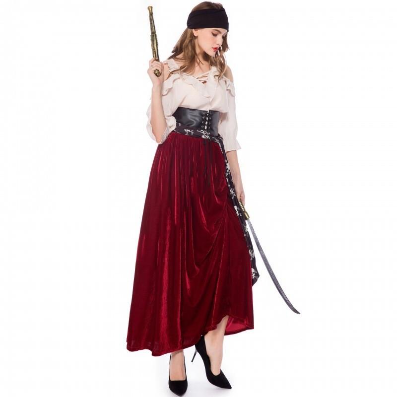 Charming Women's Pirate Queen Dress M-xl Great For Anime Cosplay And Themed Parties
