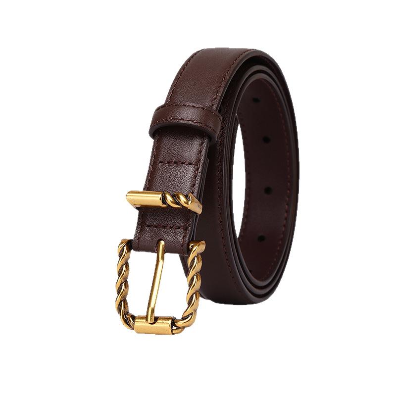 2.4Cm Wide Light Luxury Fashion High Sense Women'S Belt Simple Versatile Pin Buckle Casual Jeans Belt Women'S