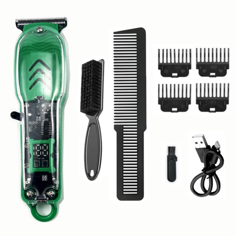 Transparent Hair Clipper Hair Cutting Machine Professional Baldheaded Trimmer Beard Electric Razor USB Barbershop
