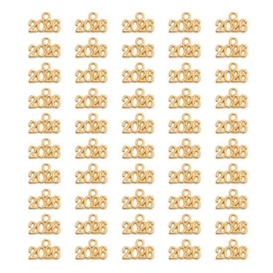 Yousheng 50Pcs 2026 Alloy Charm Vintage Number Decoration Charm Accessories DIY Keychain Jewelry Earring Bracelet Necklace Pendant