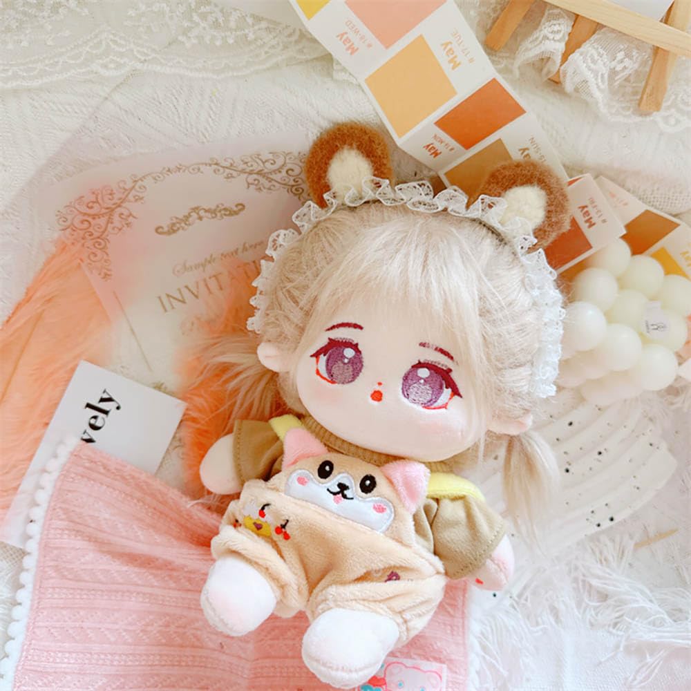 Niannyyhouse 20cm Plush Toy Clothes, T-shirt, Cartoon, Suspenders, Cotton Doll, Accessories, Dress-Up (A2)