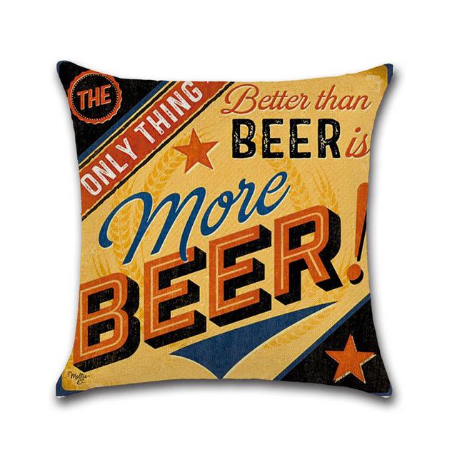 Retro Beer Cushion Cover Beer Throw Pillow Case Cover Cojines Decorativos Para Sofa Housse De Coussin Kussenhoes Funda Cojin