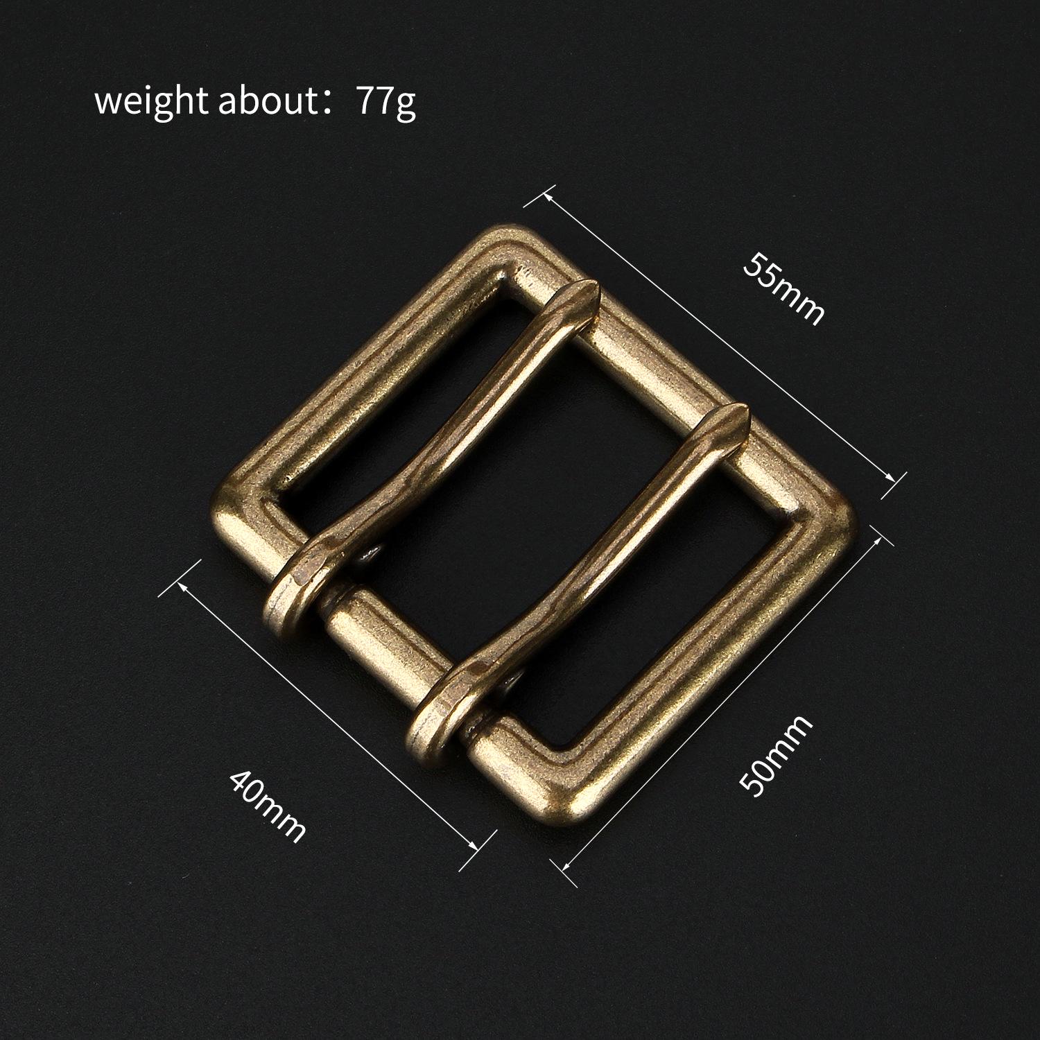 Мужская повседневная пряжка для ремня с двойным штырем из чистой меди - Цельная латунь, 4,0 см