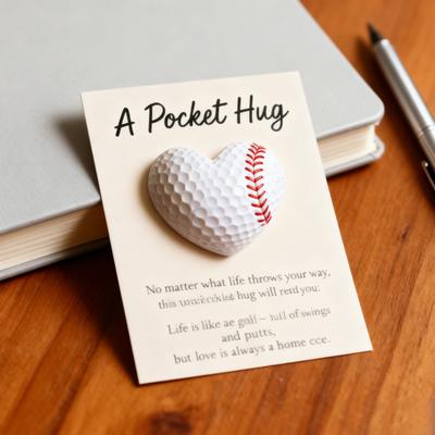 Golf Pocket Hug with Card Heart-Shaped Softball Golf Ball Pocket Hug Token Encouragement Keepsake Gift for Softball Lovers Golfers Sports Enthusiasts