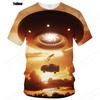 Summer UFO Alien 3d Print T-shirt Men Fashion Casual O-Neck Short Sleeve Tshirt Funny Mysterious Spaceship Tops Tees Men Clothes