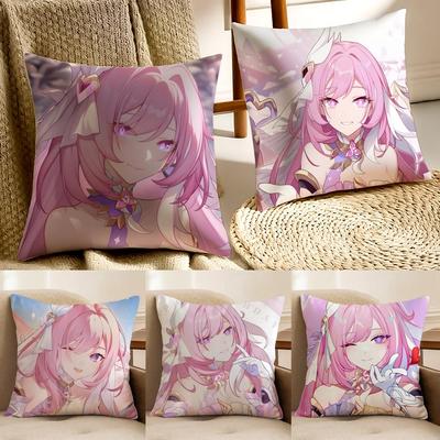 Elegant Energetic H-Honkai Impact 3 E-Elysia Cushion Cover Pillowcase Anti-Dustmite Living Room Sofa Decor Cushion Room