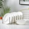 Set of 4 Ceramic Plates: Dinner, Rice, Soup, Deep, and Round Microwaveable Bone China Tableware.