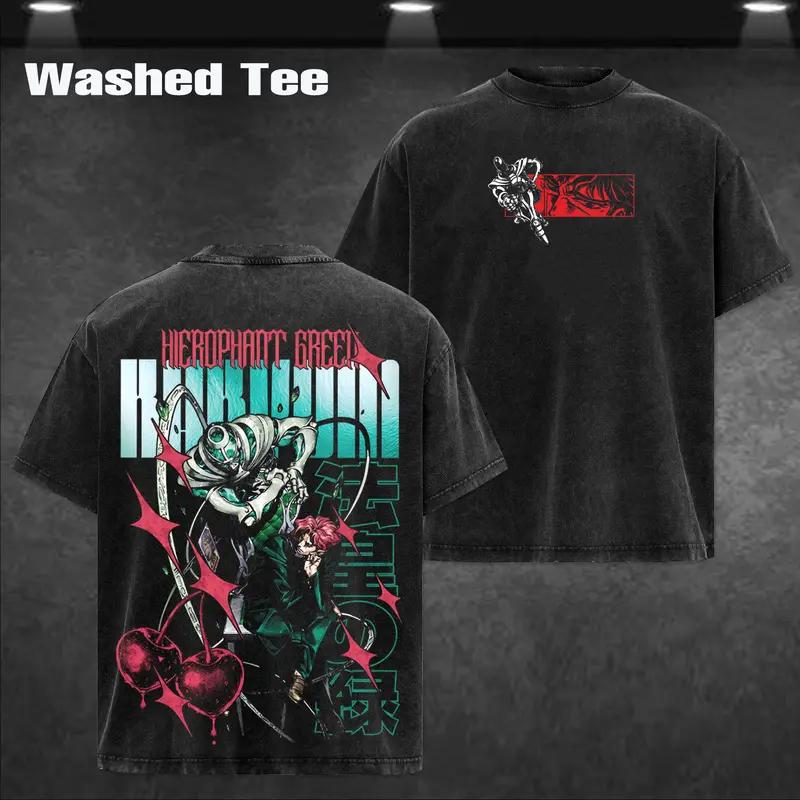 JoJo's Bizarre Adventure Higashikata Josuke Printed Tee Men Women Washed Cotton T-shirts Manga Vintage T Shirt Harajuku Tshirt