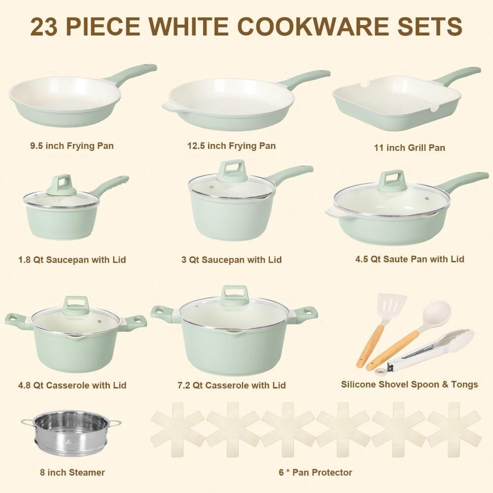 

23pcs Pots and Pans Set Non Stick, Kitchen Cookware Set with Casserole, Frying & Saucepans, Oven Safe & Stovetop