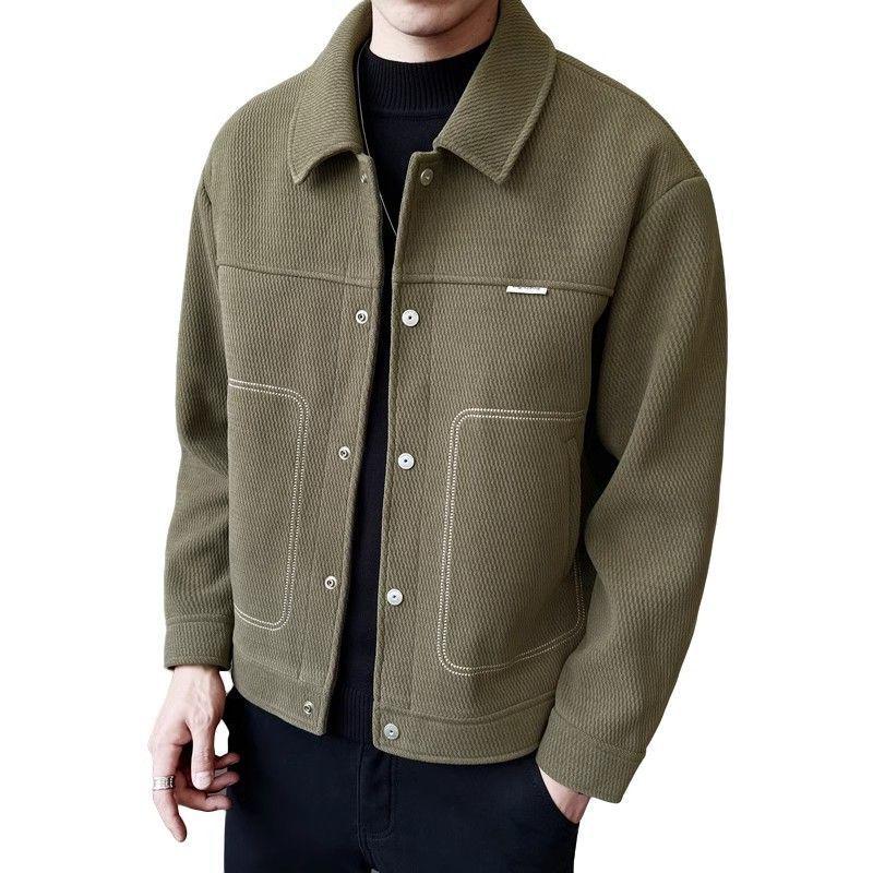 Men's Autumn Classic Casual Lapel Jacket - Versatile, Trendy, and Handsome Loose Fit Short Outerwear