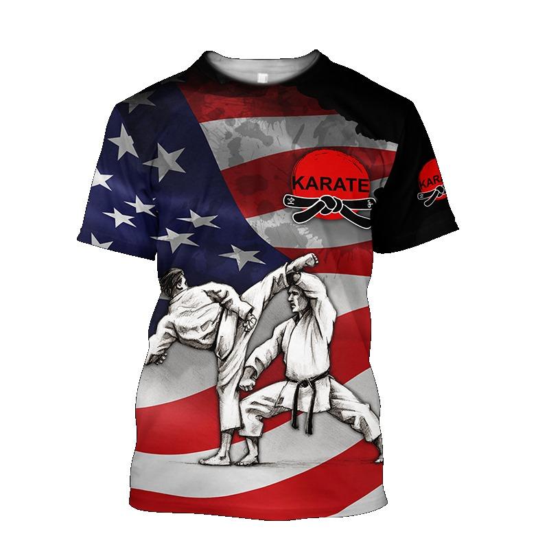Trička 3D tisk Taekwondo vzor Léto Dětská trička s výstřihem Ležérní Roztomilý chlapec Dívčí Topy Nadměrná Móda Dětské Oblečení