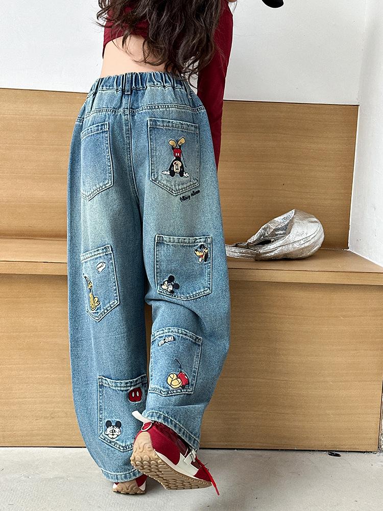 Mädchen Cartoon Straight Leg Wide Jeans - Frühling/Herbst 2025 Kollektion für große Kinder
