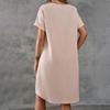 Women's Summer Casual Solid Color Round Neck Short Sleeve Mid-length Loose Dress