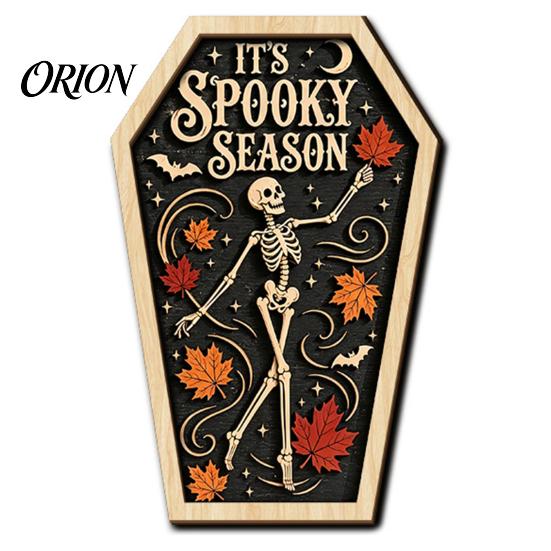 Entrance Door Hanging Signs Vintage Halloween Wooden Decor, Coffin-Shaped Tabletop Ornaments, Freestanding & Decorations for Home Ornament Mantel