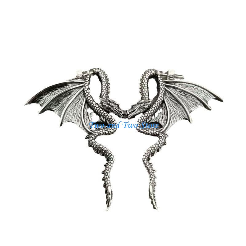 HX6F Dark and Daring Detachable Dragon Ear Studs Adornment Delicate Ear Clip Jewelry