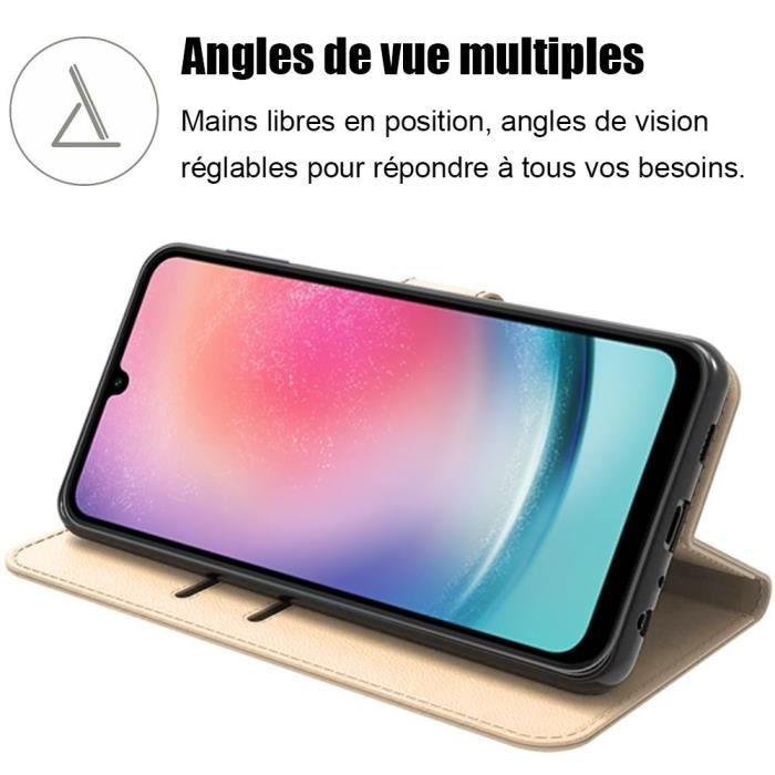 Coque pour samsung galaxy a24 - booling - cuir synthétique doré - anti-rayures - protection 360 degré