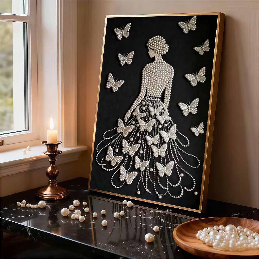 DIY Butterfly Pearl Art Painting for Home Wall Decor Pearl Gem Paintings Picture Arts Craft  for Adults/Beginners Gift Idea Home Decor Without Frame
