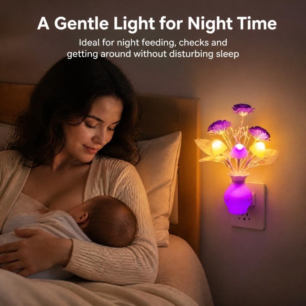 Light Sensor Night Light Plug-in Bedside Night Lamp New LED Mushroom Night Light Bedroom