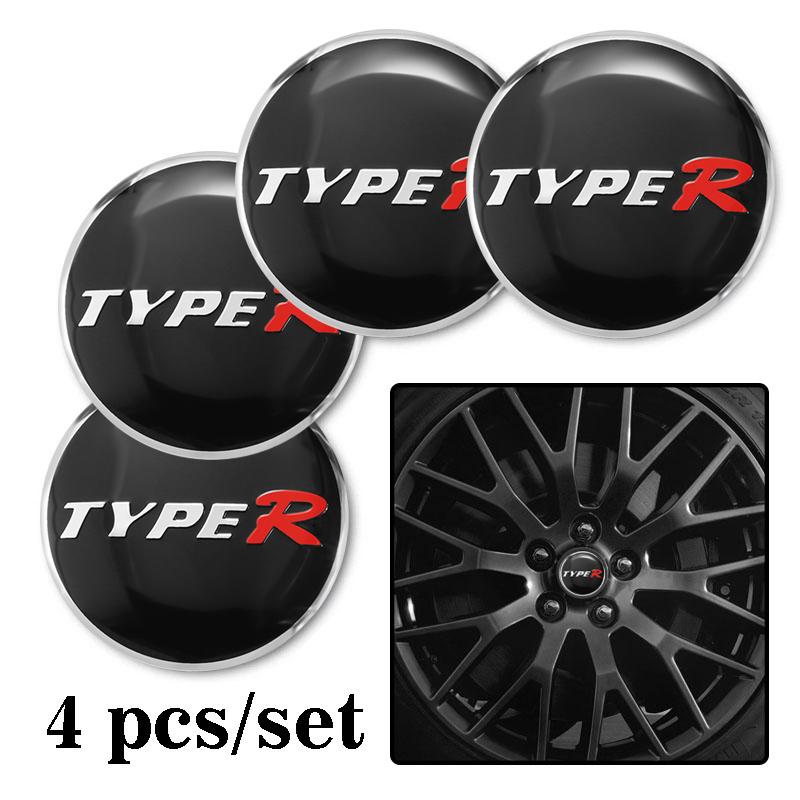 

56MM 4Pcs Car Emblem Wheel Hub Center Cap Sticker Rim Badge Cover For Honda Stepwgn Prelude Odyssey Vezel FIT CRV CRZ CRX Accord