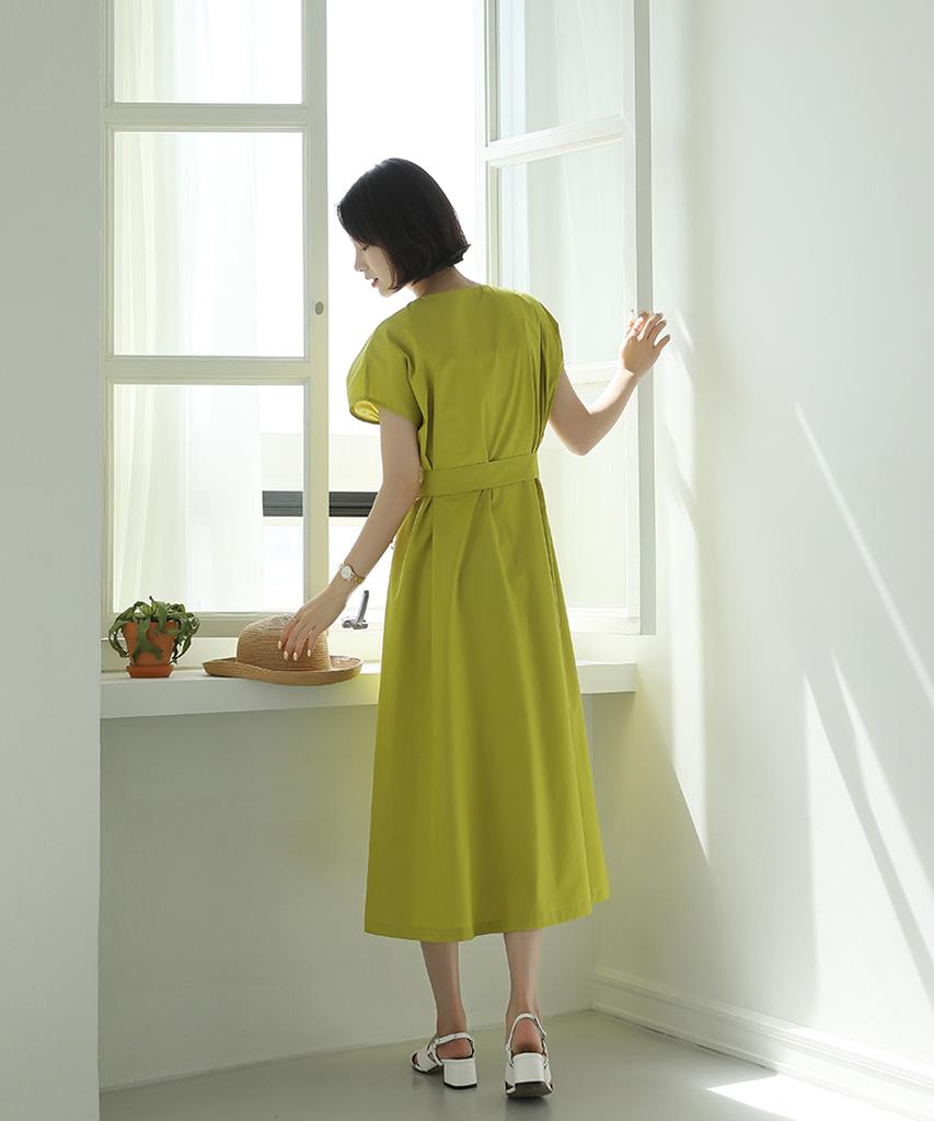 Ppaeppae Button Ribbon Strap Long Dress
