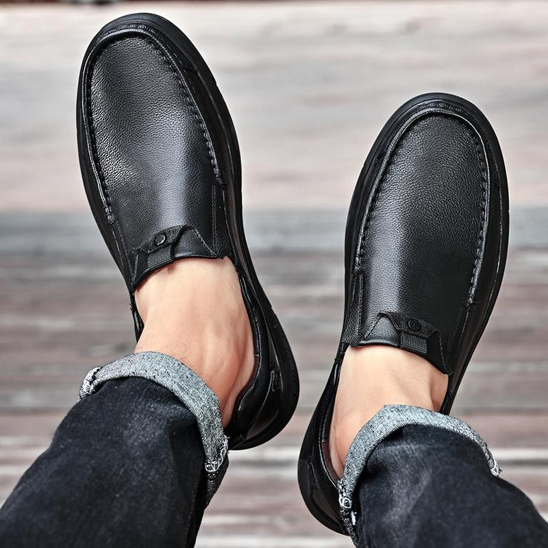 Męskie buty codzienne z prawdziwej skóry, buty biznesowe, mokasyny
