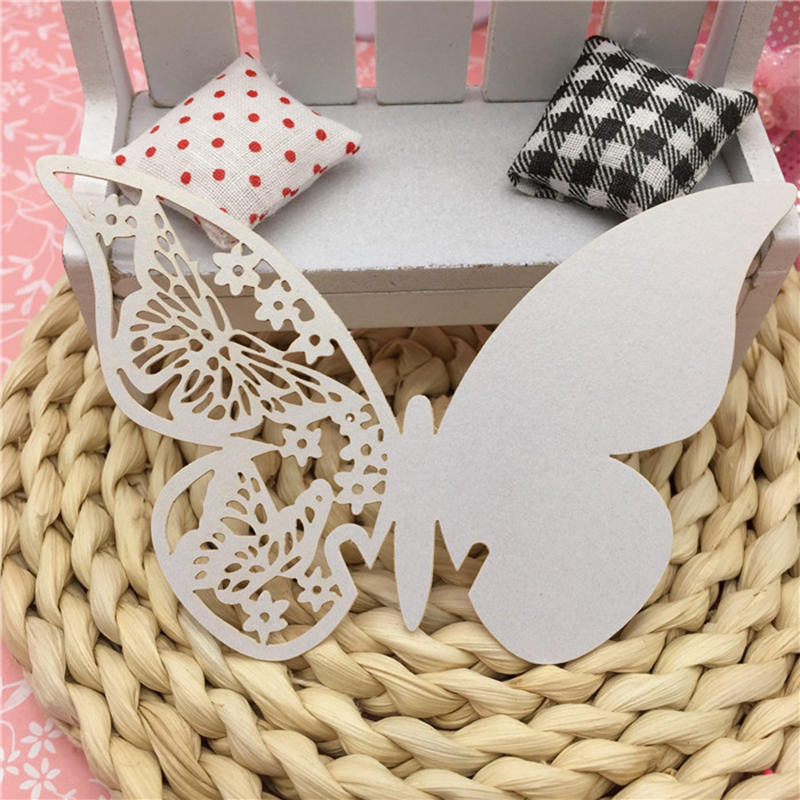 50 Buc. Marcatoare de Masă Carduri Pahar de Vin Favore Fluture Nume Loc Petrecere Nuntă