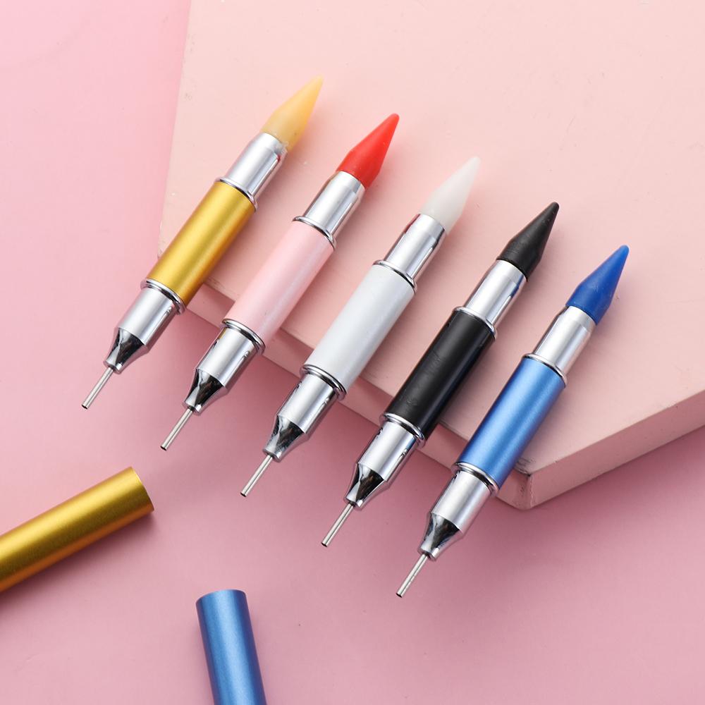 Colorful Dual-Ended Wax Pencil DIY Nail Art Rhinestone Picker Diamond Point Drill Pen Rhinestone Applicator Nail Tools
