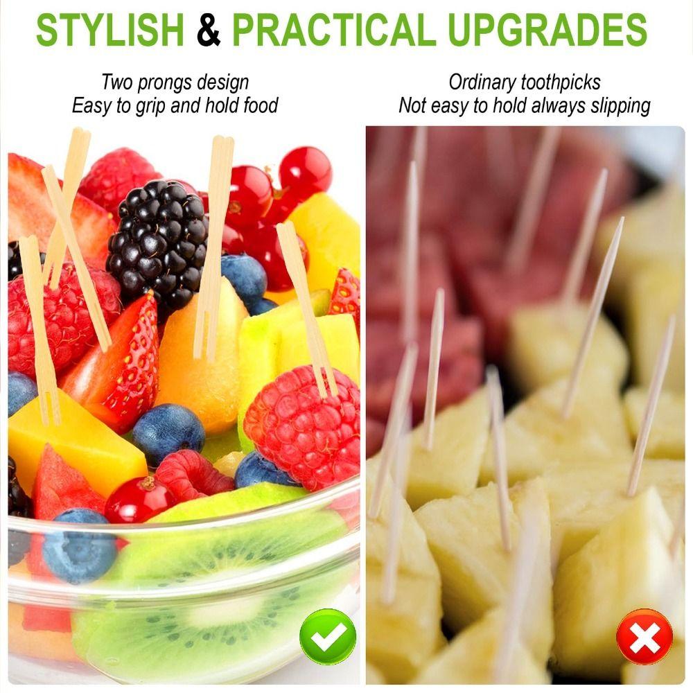 100Pcs Mini Size Fruit Forks Bamboo Restaurant Tableware Sandwiches Appetizer Forks Household Use