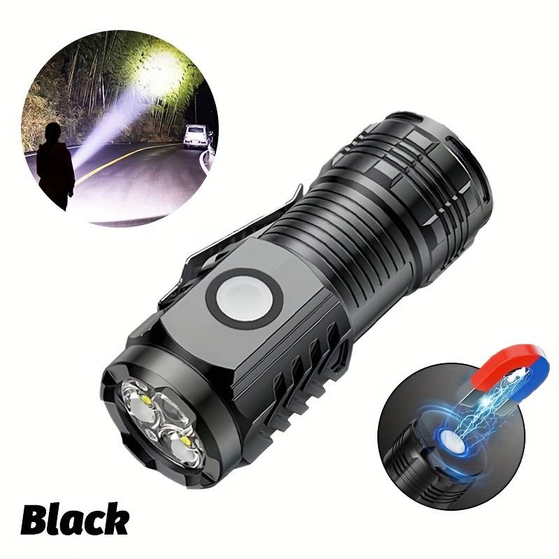 

Ultra Bright 3LED Flashlight,portable Bottom Magnetic Work Light,multifunctional Hat Clip Light,outdoor Fishing Flashlight,emergency,hiking,camping Black Flashlight,1pc