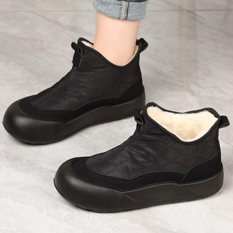 Women High Top Fleece Lined Snow Boots Thick Slip On Warm Ankle Cotton Boots