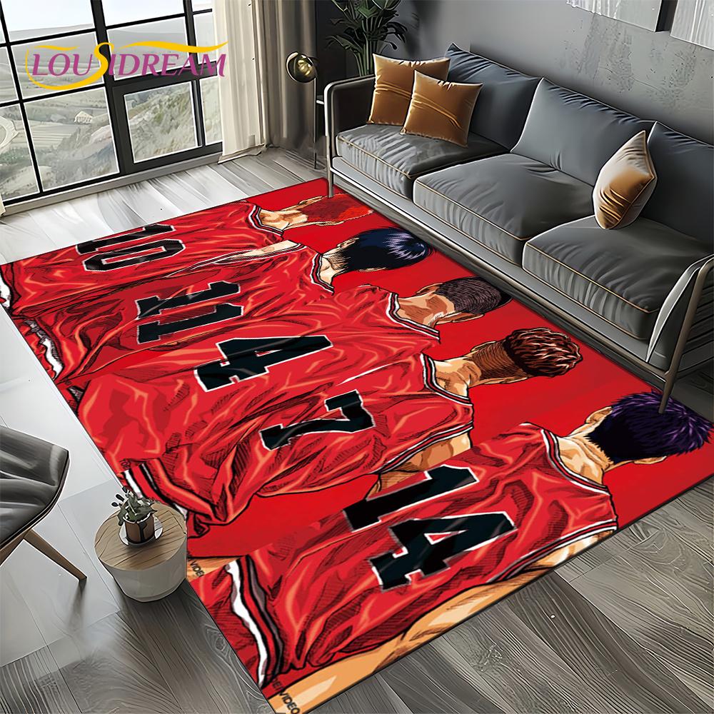 2025 New Cartoon Slam Dunk Anime Basketball Carpet Rug for Bedroom Living Room Home Sofa Decoration,kid Play Decor Floor Mat