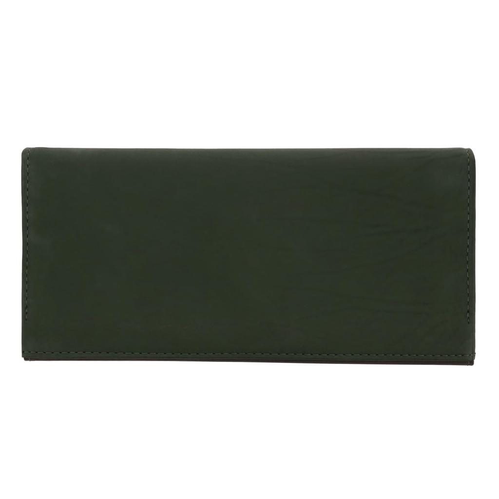 Helena Men's Slim Flap Long Wallet, 0740 Tenerezza Leather, [06] Green x Charcoal
