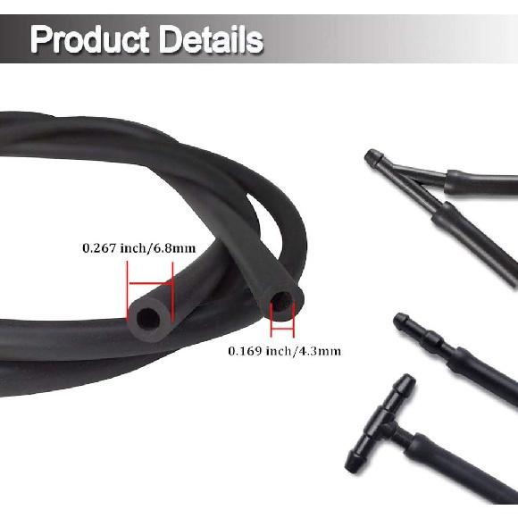 Windshield Washer Nozzle Fluid Hose Kit 3 Meters with 12 Pcs Hose Connectors