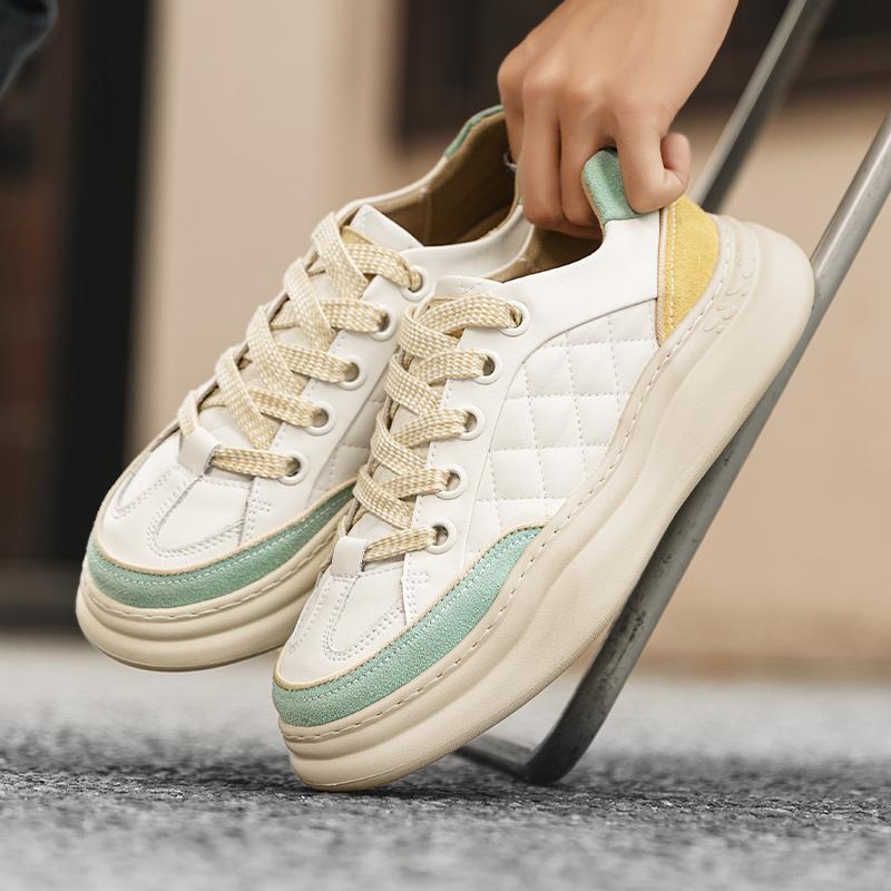 Luxury Brand Sneakers Lace Up Mens Fashion Shoes Genuine Leather Men Comfortable Casual Shoes New Non-Slip Male Skateboard Flats