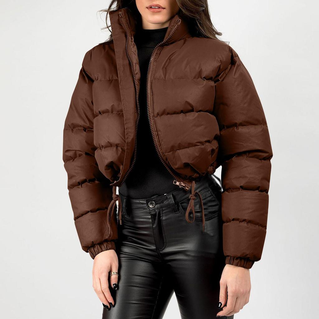 Giacca da donna in cotone a maniche lunghe e corte, con colletto rialzato, alla moda, in cotone