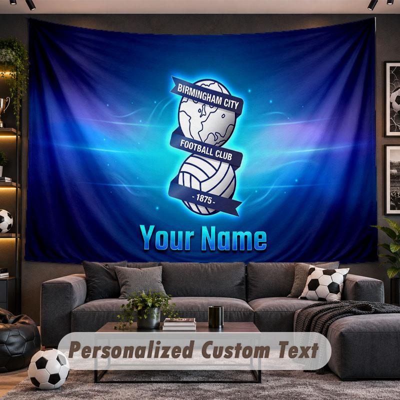 Wall Hanging Tapestry Custom NameBIRMINGHAM CITY Pattern Personalized Printed Fabric Wall Decor