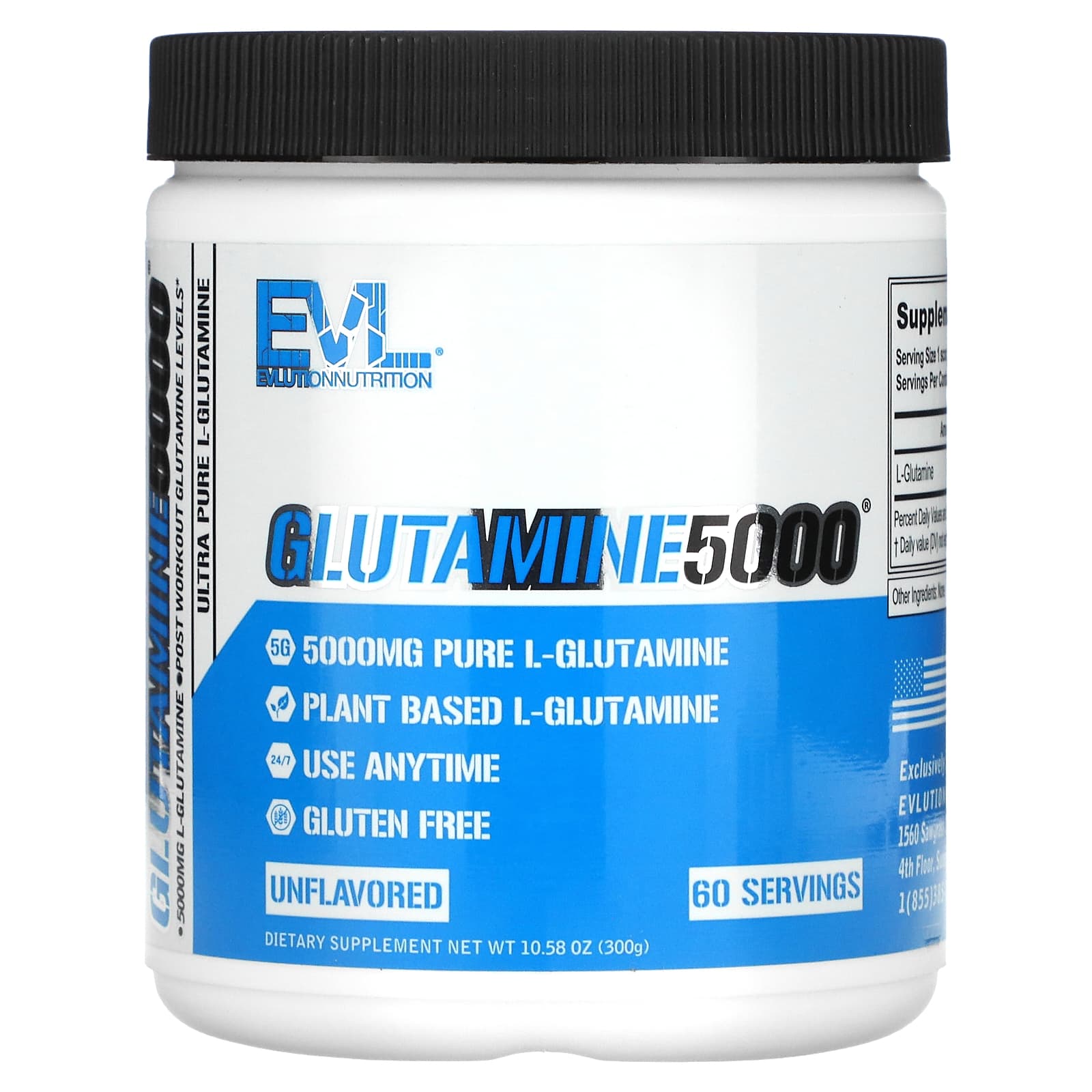 

EVLution Nutrition, Glutamine5000, Unflavored, 5,000 mg, 10.58 oz (300 g)