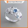BF CLUB 925 Sterling Silver Ring For Women Jewelry FLower Blue CZ Open Vintage Handmade Ring Allergy For Party Birthday Gift