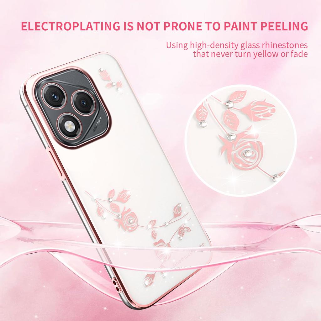 KADEM Für Honor 400 Lite 5G Hülle Blume Strass Dekor Galvanisiertes TPU Handyhülle